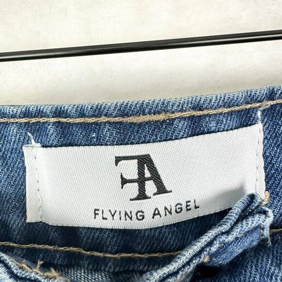 Flying Angel Slit Denim Maxi Skirt Size 27 Y2K Western Boho Stretch Medium Wash - Picture 5 of 6